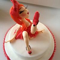 Lady in red cake topper