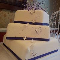 Cadbury Purple Theme Wedding Cake - With Diamante Quilt Design