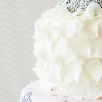 Shiny Blush Damask Bridal Shower Cake