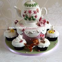 Tea party cake and cupcakes