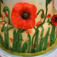 Poppies wedding cake