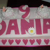 Name cake, flowers, hearts and butterflies