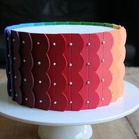 Graduating Rainbow Scallop Ruffle Cake 