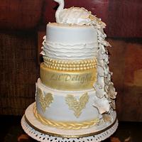Pristine Jewel - White Peacock Wedding cake 