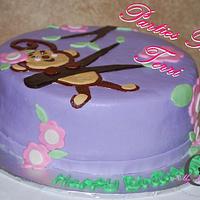 Girley Monkey 1st Birthday Cake