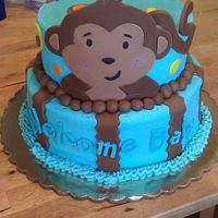 Monkey Baby Shower Cake 