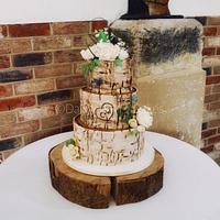 Rustic birch barch wedding cake