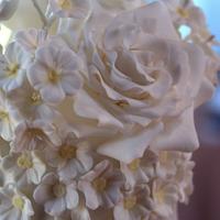 White blossom wedding cake
