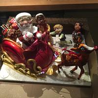 Santa in sleigh cake