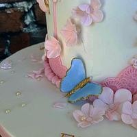 Ella - Birdcage and butterfly Communion Cake