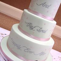 Pastel Mint Green & Pink Wedding Cake
