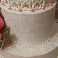 Three tier Wedding Cake with Gum Paste flowers