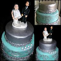 silver cake for a 25th wedding anniversary
