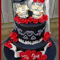 'Till Death ~ Gothic Skulls Wedding Cake