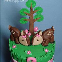 Pink Camo/Woodland Themed Cake