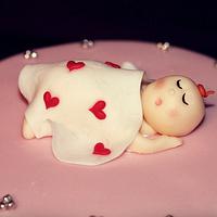Baby Shower cake with sleeping Baby