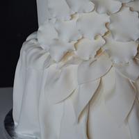 White Rose Petal Wedding Cake