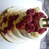 Cascading Roses Wedding Cake