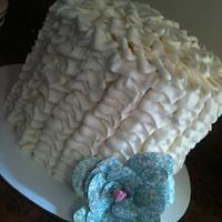 Ruffle Cake with Rose Cake for Shabby Chic Baby Shower