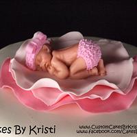Pink Ruffle Baptism Cake