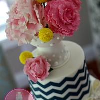 Pink Peonys and Navy Patterns (Marvelous  Molds Onlays) Wedding