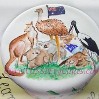 Australian animals theme cake