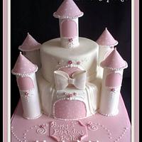 Pretty in pink polka dot castle cake