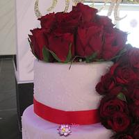 Real Red Roses Wedding Cake.