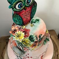 Painted Owl Cake