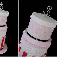 Damask, frills and stripes 13th Birthday cake