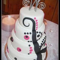 Funky Pink and Black Wedding Cake