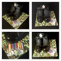 Military boots cake
