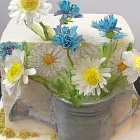 Cake with field flowers