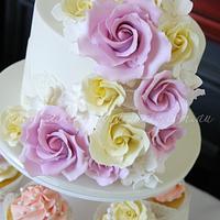 Lace and Rose wedding cake tower