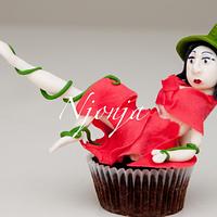 Red Elf Cupcake Topper