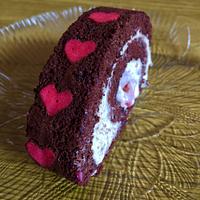 A sinfully delicious Heart pattered Swiss-roll
