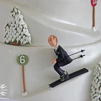 Skiing wedding cake