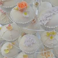 Pastels, flowers and lace Cupcake Tower