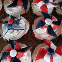4th of July Pinwheel Cupcake Toppers 