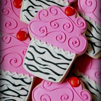 Hot Pink and Zebra Striped Cupcake Cookies!