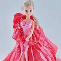 Barbie doll runway theme fondant cake
