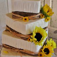 Rustic Sunflower wedding cake