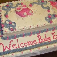 Buttercream pink & gray baby shower cake