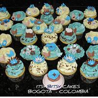 Brown and blue cupcakes