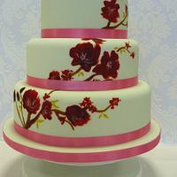 Hand painted blossom cake