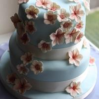 mini tiered pretty pastel blossoms cake