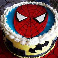 Spidey Cake with a Batman lurking in the collar.... ;)