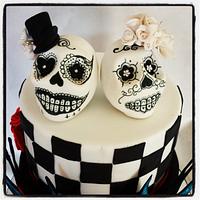 Sugar skulls wedding cake 