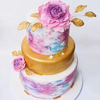 Water colour wedding cake