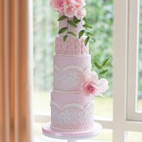 Soft pink wedding cake 